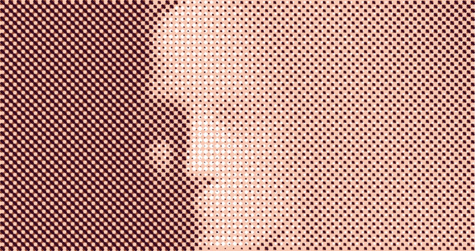 Abstract human profile in vintage halftone &mdash; elegant woman&rsquo;s face formed with lines and dots.