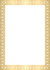 Golden Kazakh ornamental frame A4 S2-03