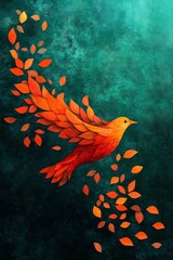 Vibrant autumn bird flight symbolizing freedom and transformation through nature
