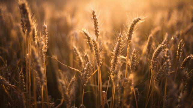 august. Golden wheat field swaying in gentle breeze under warm August sunlight. travel magazines, destination branding, designed for outdoor magazines and nature guides, used by product managers.