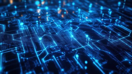 Futuristic AI-powered holographic city with digital forex