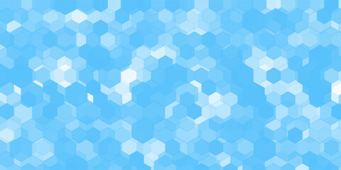 Abstract blue and white hexagon background. Futuristic digital hi-technology banner. Healthcare background. Vector