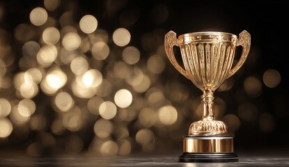 Golden Trophy with Bokeh Background award winner