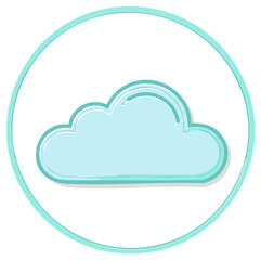 Fototapeta premium Cute light blue cloud icon in a teal circular frame illustration