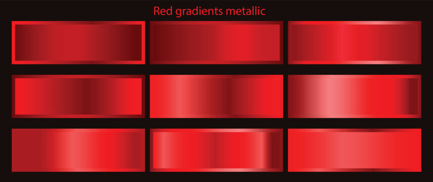 set colour gradients, Set gradien metalik. Red swatches collection , set Red gradients metallic gradients, Vector set of Red metallic gradients.eps