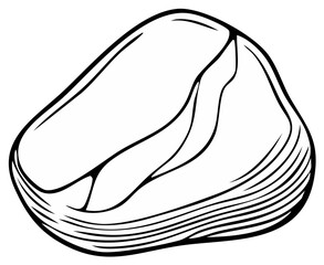 Simple Black and White Drawing of a Smooth River Stone