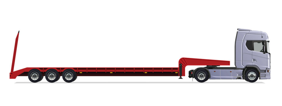 truck side view trailer load semi road haul dig big large long lorry empty icon logo sign design template work build auto under work power drive carry cargo wheel mover


