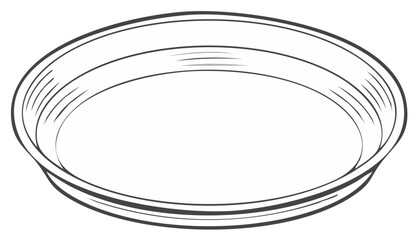 Contoured dish illustration black lines circular, bowl, vector design
