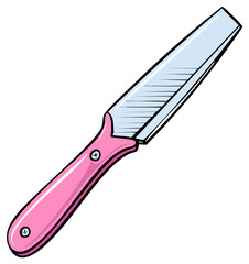 Obraz premium Stylized pink knife, illustration of a sharp kitchen tool with a light blue blade