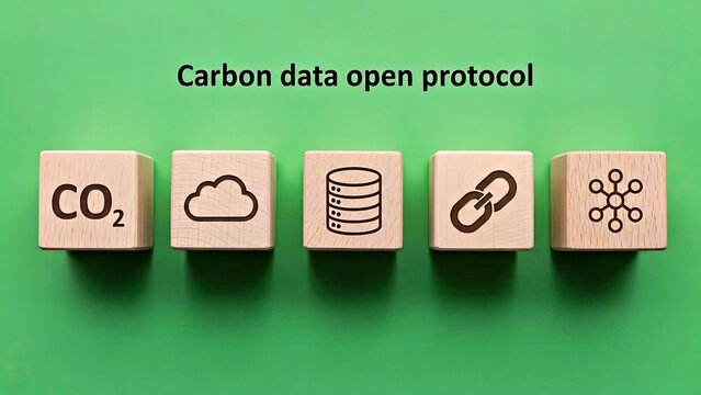 Carbon Data Open Protocol Cloud Storage Database Link Network Symmetry Concept - Powered by Adobe