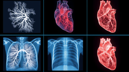 algorithms analyzing CT scans of the heart, anatomical models of the heart with vasculature, images of the lungs and chest, and vascular structures