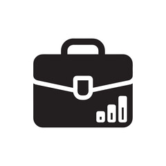 Black and white business briefcase with growth chart icon vector illustration for finance and investment concept