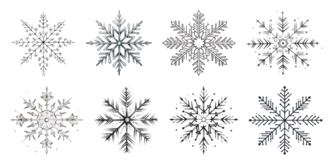 PNG Intricate snowflake designs collection, transparent background
