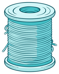 Light blue spool of thread or wire cartoon vector illustration for craft hobby and electrical projects