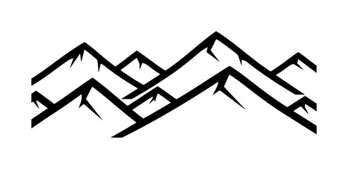 Striking mountain range peaks outline vector design