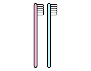 分別ゴミイラスト素材　歯ブラシ　カラー