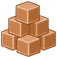 Stacked Caramel Candy Pyramid Illustration of Sweet Toffee Squares