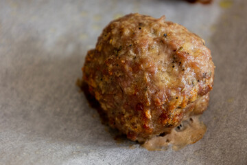 Baked Turkey Meatballs in Tray – Close-Up