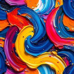 Vibrant Bold Oil Paint Swirl Texture &ndash; Seamless Abstract Colorful Pattern