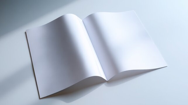 Open two-page A4 brochure on a clean white background with soft shadows
