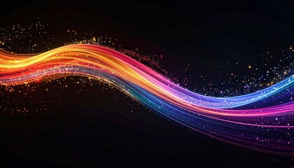 Radiant wave dances across dark void