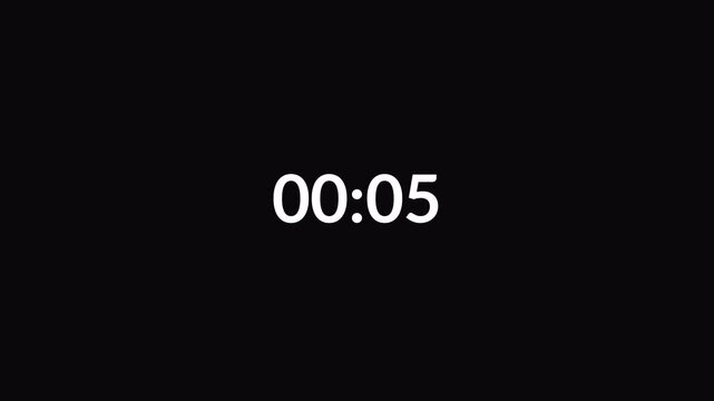 One minute countdown animation 0 from seconds to 60 second with alpha channel, 1 minute countdown timer on transparent background, one minute countdown video.