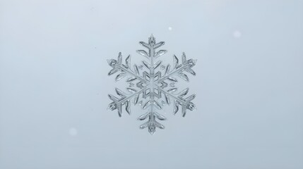 Beautiful detailed snowflake captured in crisp focus over calm atmospheric winter scene