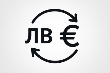 Obraz premium Bulgarian lev to euro exchange arrows isolated on white background