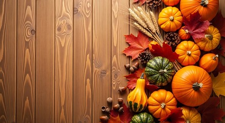 Harvest Bounty A Thanksgiving Feast of Autumnal Delights on Rustic Wood