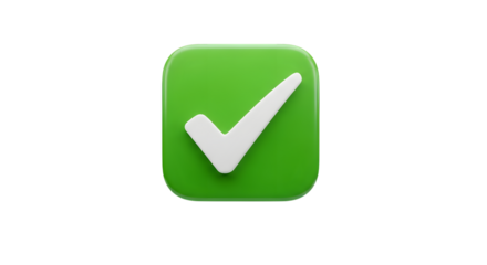 Green check mark icon isolated on transparent background