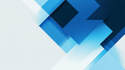 Abstract blue geometric shapes over white background