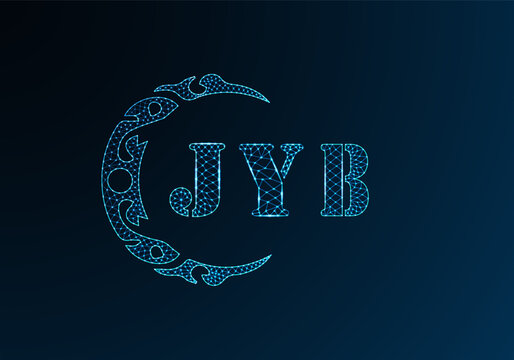 Low poly letter logo JYB design. JYB letter logo low poly vector design on blue color gradient background. JYB logo low poly design