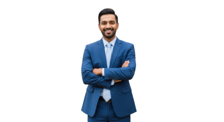 High quality illustration of confident businessman in blue suit representing businessman, business, suit for modern visual