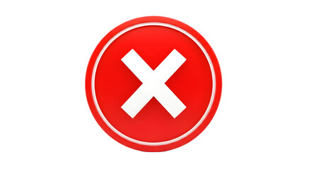 Obraz premium Red oval cross mark icon isolated on transparent background