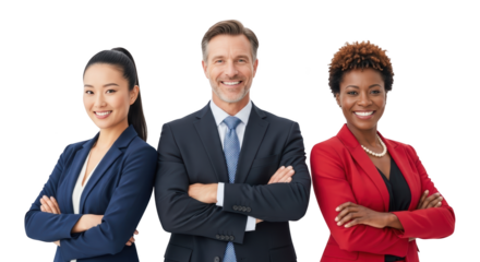 High quality illustration of confident diverse business team standing together representing people, team, group for modern