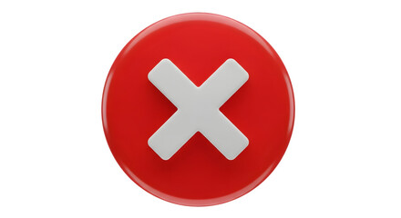 Fototapeta premium Red oval with white x isolated on transparent background