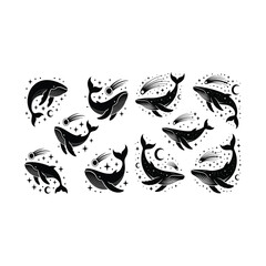 Space Whale Swimming Among Stars.