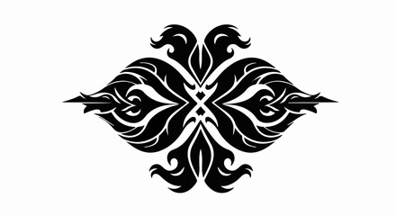 Elegant black symmetrical ornamental flourish on a white background