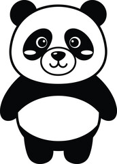 Cute Chubby Panda Bear Cartoon Character Standing with Happy Expression in Vector IllustrationCute Chubby Panda Bear Cartoon Character Standing with Happy Expression in Vector Illustration