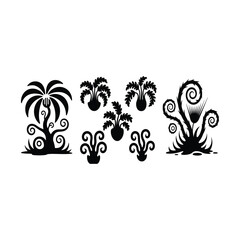 Elegant black plant silhouettes stylish designs accents