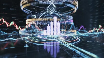 Abstract Stock Market Data Visualization - This abstract video showcases a digital visualization of stock market trends with glowing lines and intricate data patterns. - Powered by Adobe