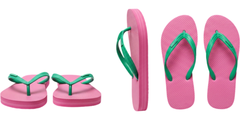 Pink Green Flip Flops Collection Summertime Essentials Beach Ready Footwear Vacation Vibes on transparent background