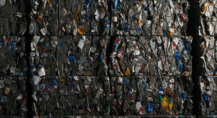 Vibrant collection of sorted recyclable materials awaiting processing, symbolizing a commitment to environmental preservation and a circular economy ,protection ,separation ,green