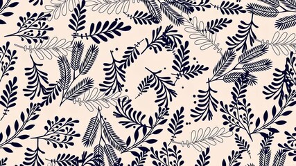 A delicate pattern of dark leaves arranged artistically on a light background, showcasing intricate details and a harmonious design.