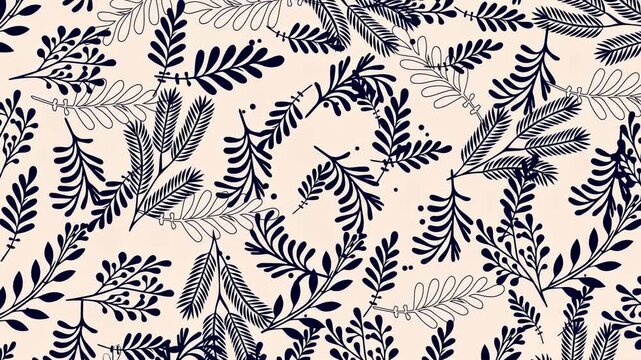 A delicate pattern of dark leaves arranged artistically on a light background, showcasing intricate details and a harmonious design.