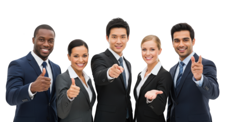 Diverse business team pointing and smiling concept illustrating business, team, people created for business, marketing, advertising,