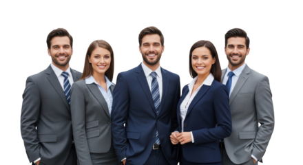 Creative composition of diverse business team portrait on white focused on team, business, people for premium
