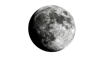 Detailed monochromatic image of the Moon, showcasing numerous craters and its textured surface