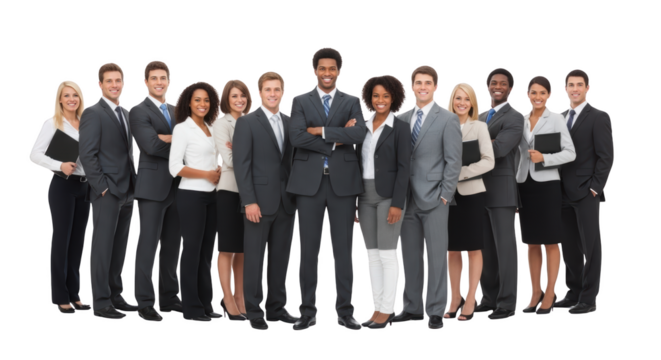 Professional diverse business team standing together (1) showing business, team, teamwork suitable for corporate presentation, editorial - Powered by Adobe