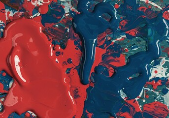 Vibrant colorful paint spills and drips across a flat surface, creating an interesting abstract pattern. A messy yet artistic expression ,artistic design ,expression ,texture